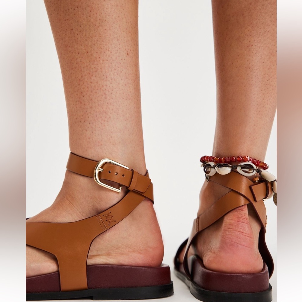 Free People Anya Criss-Cross Footbed Sandals Sz-7 - Picture 3 of 11